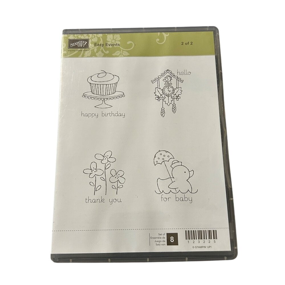 Stampin Up! Easy Events Rubber Stamp Set Of 4 Birthday Baby Thank You Designs